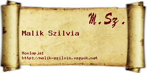 Malik Szilvia névjegykártya